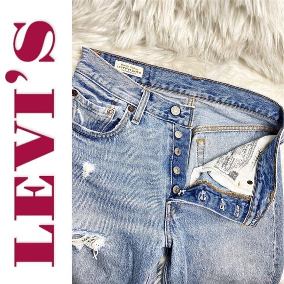 LEVI'S 501S Premium Big E Selvedge Button Fly Distressed Skinny Jeans, Size 25 - Picture 8 of 16